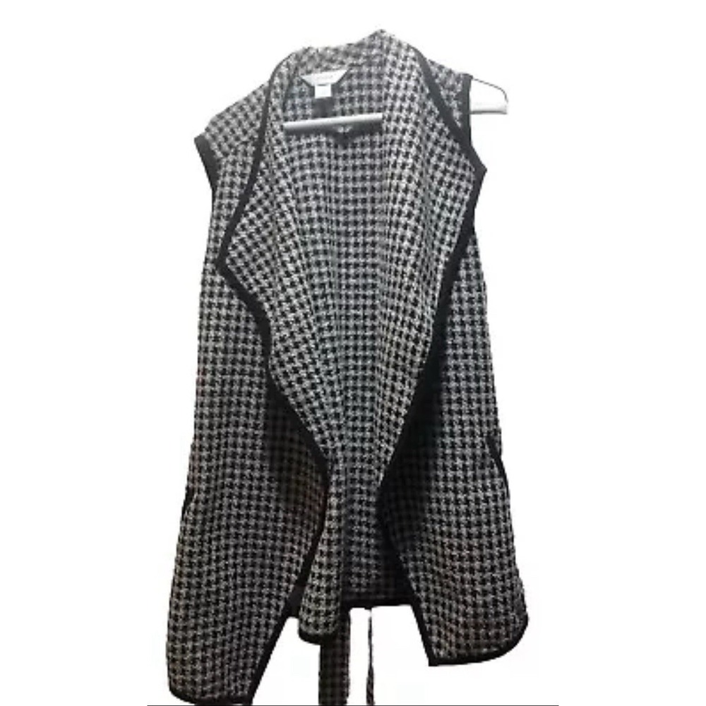 CJ Banks X (14) - Sleeveless Vest/Sweater Open Front Cardigan - Drapes Black & - Picture 2 of 12